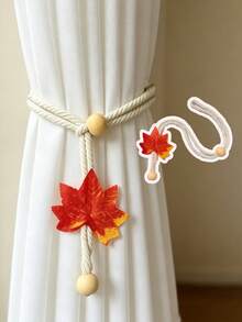 Maple Leaf Decorated Curtain Tiebacks, Adjustable Design With Pendant, Suitable For Bedroom, Study, Living Room, Bathroom, And Home Curtain Decoration - Maple Leaf - View 4