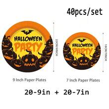 10/20/40pcs Paper Plates,Party Paper Plates,Paper Dinner Plates,7&9 Inch Disposable Paper Plates,Theme Party Tableware Paper Plates,Halloween Paper Plates,Halloween,Spooky Halloween Paper Plates,Tea Party Paper Plates - Multicolor - View 9