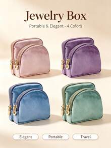 Portable Foldable Large Capacity Multi-Compartment Jewelry Storage Box, Dedicated Earring Section, Durable Fabric Material, Suitable For Home Vanity Use, Also Lightweight Portable Storage Box For Business Travel - Multicolor - View 7