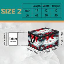 1PC Christmas Storage Box, Bow & Wreath & Christmas Ornament Print Fabric Storage Box With Zipper And Handle, Holiday Decoration Organizer, Suitable For Home Closet Bedroom, 2 Pattern Options - Multi-color - View 12