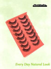 8Pairs Cat Eye False Eyelashes Wispy Fake Lash Strips Cat Eye Faux Mink Strip Eyelash Short Fluffy For Beginners Daily Makeup - Black - View 6