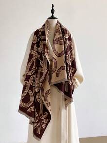 1 chiếc khăn quàng cổ nam họa tiết hình học tối giản dệt jacquard giả cashmere ấm áp, khăn choàng văn phòng thời trang đa năng, khăn choàng trang trí ấm áp mặc đường phố mùa thu/đông, phù hợp phối đồ hàng ngày - Nhiều màu - Xem 9