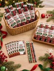14/28pcs Christmas Cardstock Set - 12 Designs, Colorful Wooden Theme, Perfect For Winter Party Favors, Prizes And Gift Bag Fillers - Multicolor - View 2