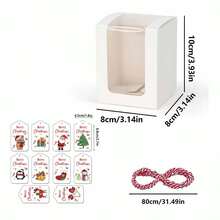 4 Sets Of Christmas And New Year Transparent Window Gift Boxes With Ropes And Hang Tags, Santa Claus, Christmas Tree Snowman Patterns, Christmas Party Decorations, New Year Gift Boxes, Suitable For Christmas, New Year, And Winter Parties - Multicolor - View 9
