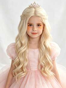 Children's Colorful U-Shaped Lace Long Curly Wig, Natural Texture Synthetic Hair, Daily Role Play, Heat Resistant - Multicolor - View 6