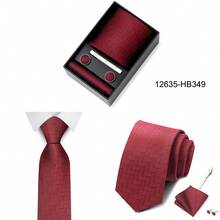 AlanKing Red Paisley Men's Tie Set, Perfect For Holiday Gifts And Wearing - Multicolor - View 2
