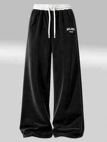 Women's Spring/Autumn Soft Comfortable Breathable Casual Street Style Running Fitness Straight Leg Sweatpants Joggers - Black - View 4