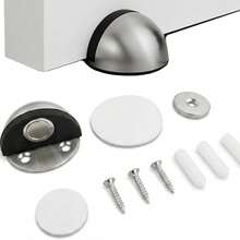 2/4pcs Oval Magnetic Door Stopper, Self-Adhesive With Rubber Cushion, Door Stop Holder Wall Protector - BB - View 1