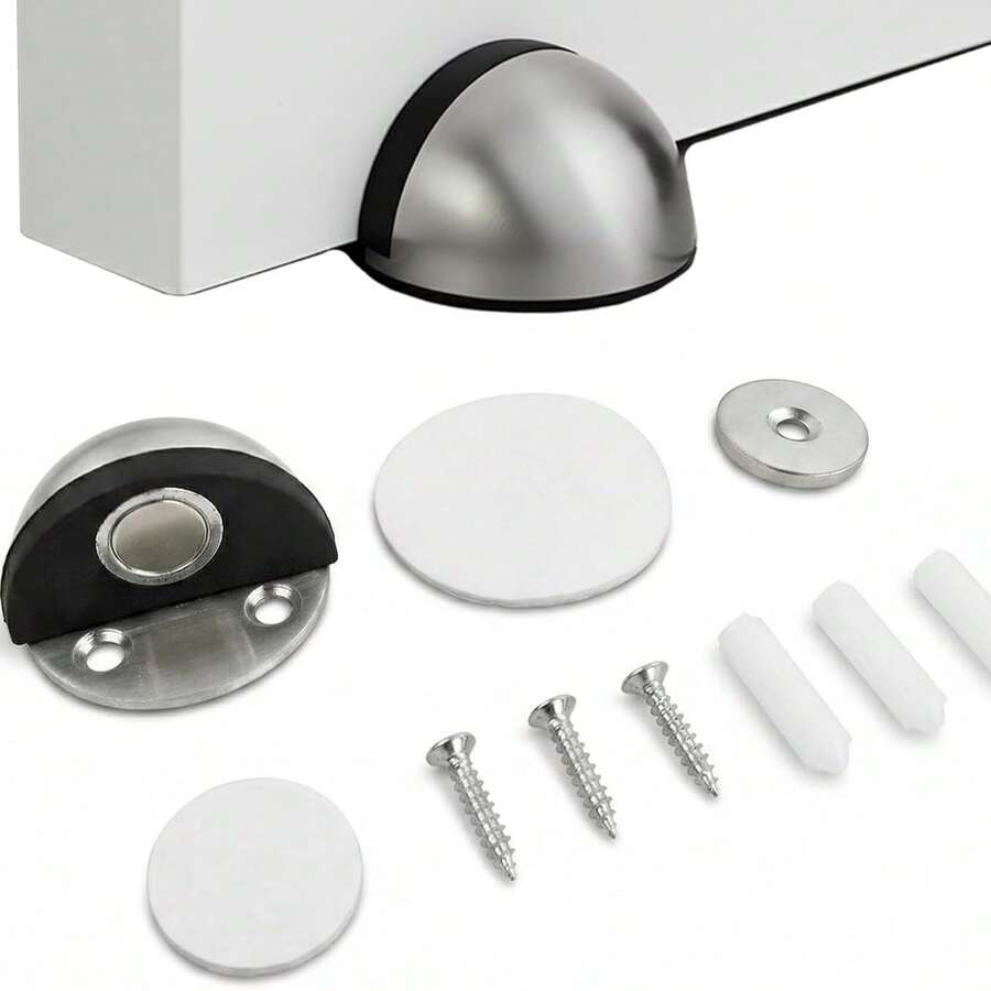 2/4pcs Oval Magnetic Door Stopper, Self-Adhesive With Rubber Cushion, Door Stop Holder Wall Protector - BB - View 1