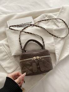 Lightweight Mini Chain Bag Quilted Handbag Bucket Bag Suitable For Girls College Students And Office Workers - Coffee Brown - View 5