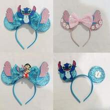 Hasbro Stitch Cartoon Party Headband, Mickey Mouse Sequin Ears Bow Hair Accessory, Amusement Park Decoration - Multi-color - View 2