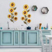 2pcs Metal Sunflower Outdoor Wall Decor, Colorful Rust-Proof Silhouette Artwork, Suitable For Fence And Garden Yard Decoration - 2PCS - View 3