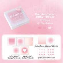 112Sheets Gradient Translucent Sticky Notes Set With Mini Stickers, Cute Aesthetic Vellum Memo Pad For Scrapbooking Journaling School Supplies - Multicolor - View 11