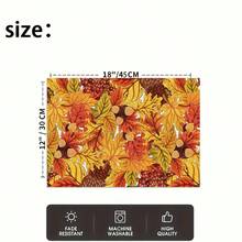 1/4/6pcs Autumn Series Acorn Pine Cone Autumn Leaf Pattern Printed Placemats Suitable For Home Kitchen/Heat-Resistant Table Protector Kitchen Dining Table Party Scene Decoration - Multicolor - View 5