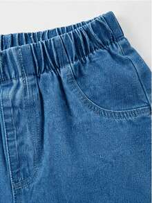 1pc Tween Girls Jeans All Season Vintage Street Style Five-Point Star Frayed Embroidery Denim Wide Leg Pants Y2K Style Suitable For Daily Casual Party Gathering Outfit - Medium Wash - View 7