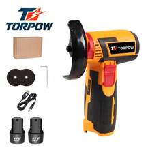 TORPOW 12V 無繩迷你角磨機，76mm 磨盤，10000RPM，多種選項：僅工具 / 含電池套件，切割、拋光、打磨、除鏽電動工具 - 橘色 - 查看 7