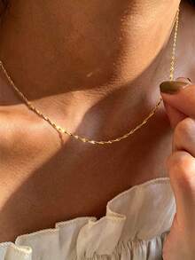 Kalung Rantai Putar Italia Perak Sterling 925 Ukuran 16/18/20/22/24 Inci, Tersedia dalam Berbagai Panjang, Berlapis Platinum 18K, Hadiah yang Bagus untuk Pacar - Emas - View 1