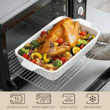 GRNupld 4-Piece Ceramic Baking Set, Oven- Casserole Dish, Ceramic Baking Dish, Rectangular Deep Baking Pan With Handles, Suitable For Baking Cakes, Kitchen Use (2.8L, 1.8L, 1.38L, 0.8L) - View 2