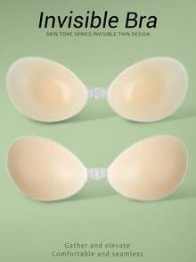 Women's Self-Adhesive Silicone Strapless Bra, Invisible Push-Up Design Breast Pads, Invisible Adhesive Bra, Perfect For Wedding And Prom Dresses - Multicolor - View 3