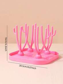 Baby Bottle Drying Rack With Tray, Large Capacity, Detachable, Optional 1pc/1set = (1 Drain Rack + 1 Bottle Holder), Slight Color Difference May Exist Due To Lighting And Angle - Pink - View 9