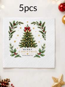 Custom Christmas Cocktail Napkins, Festive Wreath Holiday Table Decor, Personalized Name & Text Party Napkins, Customized Christmas Dinner Supplies, Customizable Text Xmas Table Accent, Holiday Gift For Family & Friends, Family Christmas Gift 2026 - Style C - View 13