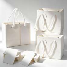 10PCS/Small White Gift Paper Bags With Rope Handles, Blank Hang Tags And Thank You Cards Combo, Mini Empty Gift Bags For Wedding Birthday Party Favor Retail Packaging - View 8