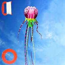 354.33 Inch Large Jellyfish Soft Inflatable Kite, Adult Size, Nylon Ripstop Fabric, Octopus Kite Trilobite Design, Soft Inflatable Construction, Equipped With Dual Kite Line Spools, Lightweight And Easy To Fly, Perfect For Outdoor Flying, Beach And Park Fun - 9m Blue Jellyfish - View 9