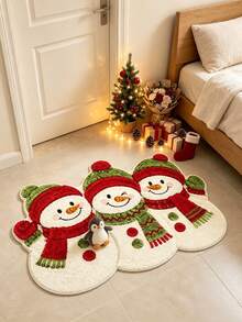 1pc White Snowman Christmas Doormat, Door Mat, Small Rug, Welcome Mat, Carpet, Floor Mat, Outdoor Doormat, Kitchen Rug, Home Decor, Front Door Mat, Area Rug, Outdoor Mat, Home Decor, Area Carpet - Multicolor - View 4