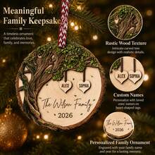 Custom Family Tree Heart Ornament, Personalized Christmas Tree Decor, Rustic Family Name Hanging Keepsake, Customized 2-6 Names Holiday Home Accent, Customizable Xmas Gift For Parents, Couples, Family 2026, Christmas Decorations, Merry Christmas - Style a - View 5