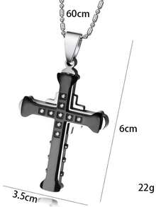 Luxury Rhinestone Cross Pendant Necklace - Men's Guardian Necklace, Suitable For Men And Women - Fashion Necklace, Cool Design, Classic Jewelry Clothing Accessory For Holiday Gift - Luxury Rhinestone Cross Pendant Necklace - View 4