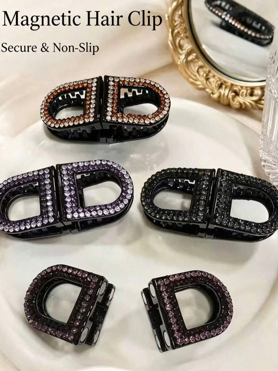 New High-End Magnetic Half-Up Hair Claw Clip For Women, Back Of Head Hair Accessory - Multicolor - View 1