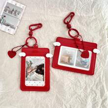 Red Cute Angel Wings Leather Card Holder 3 Inch 2 Slots Korean Style ID Badge Holder Access Card Student Card - A - View 2