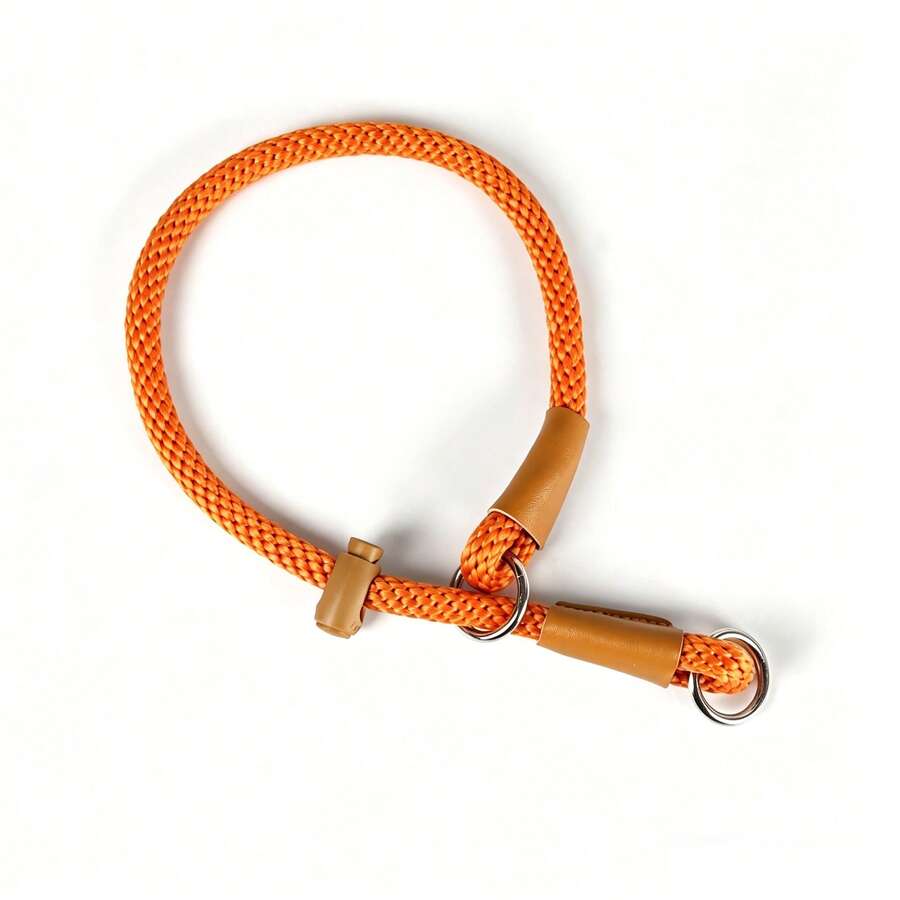 1pc Portable P-Rope Dog Collar, Adjustable Round Rope Slip Collar, Suitable For Small, Medium And Large Dogs, Anti-Choke, Durable Dog Neck Collar - Orange - View 1