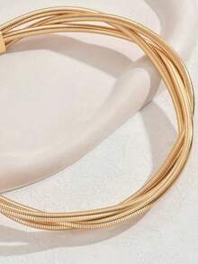 1pc Fashion Punk Exaggerated Metal Multilayer Twisted Rope Choker Necklace (Minor Defects Such As Scratches Are Normal And Unavoidable) - Multicolor - View 5