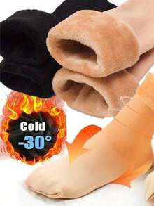 1/4 Pairs Plush Lined Snow Socks - Thick & Warm Winter Ground Socks, 4/8 Pairs - Multicolor - View 1