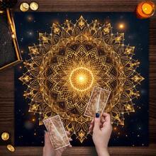 1PC Golden Mandala Galaxy Tarot Cloth, Sacred Geometry Altar Table Mat, Bohemian Wall Hanging Tapestry, Multipurpose Spiritual Divination Room Decor & Wall Hanging Tapestry, Witchy Spiritual Oracle Card Reading Mat Home Decor - Multicolor - View 5
