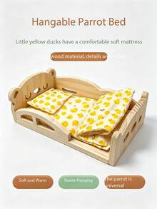 Tempat Tidur Burung Beo, Sarang Burung Kayu Solid, Set Tiga Buah, Platform Istirahat Empat Musim, Lanskap Interior Sangkar, Hammock, Little Sun, Peony. - View 5