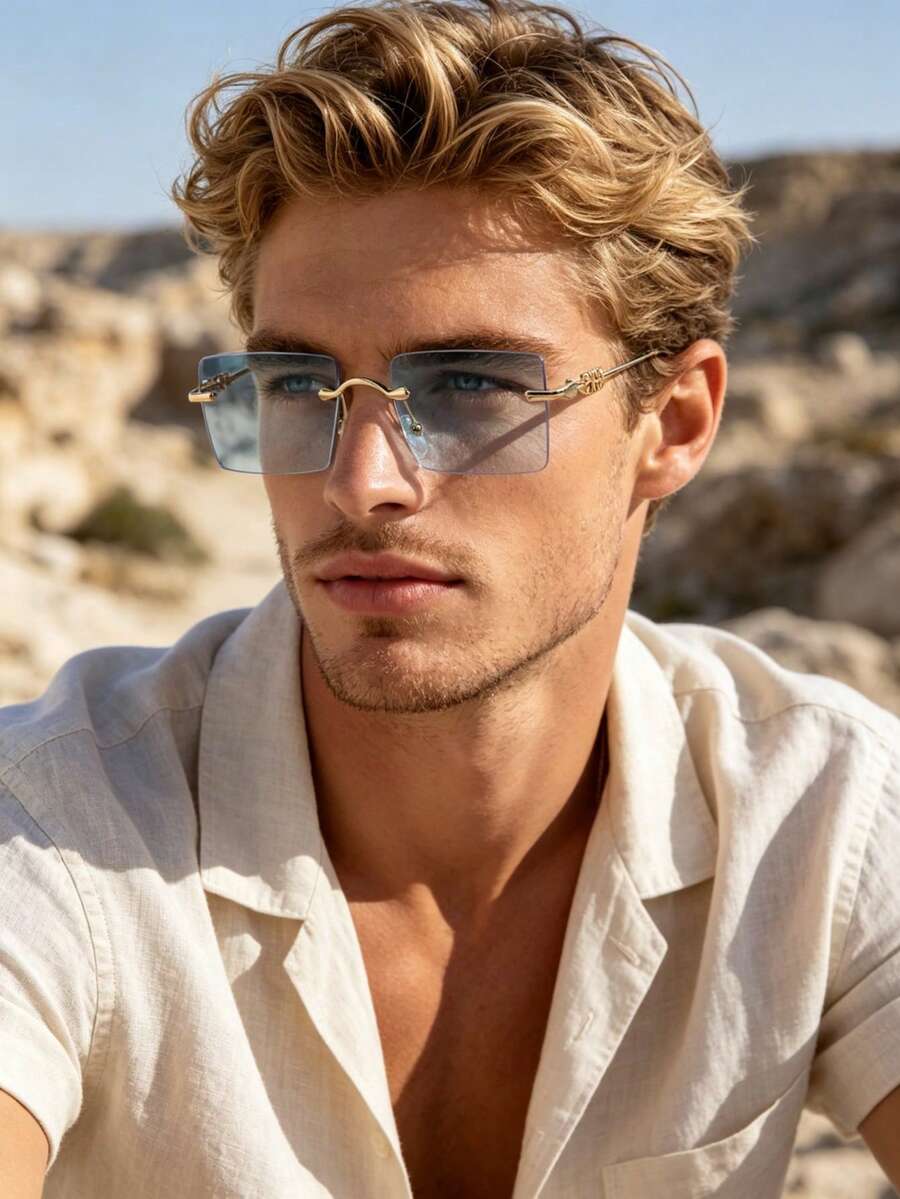 1 Pair Fashionable Rectangular Men's Sunglasses, Cleverly Combining ...