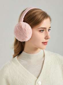 1pc Solid Color Foldable Plush Hamburger Earmuffs - Multicolor - View 6