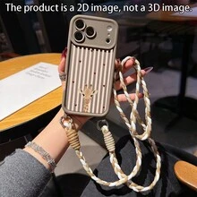 1件粉色條紋圖案大孔皮革紋理防震手機殼，TPU材質，可作為節日禮物，適用於Apple XS/XS Max/XR/11/12/13/14/15/16 Pro/Pro Max/14/15/16 Plus/17，男女通用 - 彩色 - 查看 1