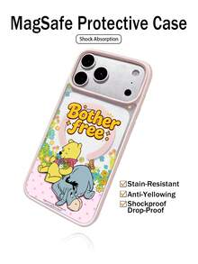 Miniso 1pc New Magnetic Bracket Wireless Charging Case, Creative Pink Raised Camera Protection Pattern, Unique Officially Licensed Disney Cute Stitch & Angel Cartoon Phone Case, Thick Anti-Fall Protective Cover Compatible With Apple IPhone 17 ProMax/Air, 16, 11/12/13/14 Plus, XR, 7/8 Plus, 15 ProMax, Couples Gift - Pink - View 2