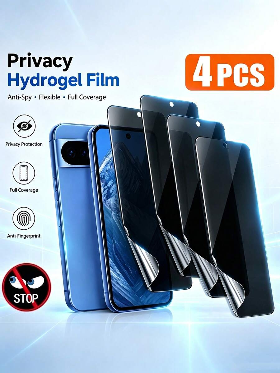 4片裝隱私水凝膠螢幕保護膜,相容 Pixel 11 Pro XL 11a 10 9 Pro XL 8 8 Pro 8a 7 7a 7 Pro 6 6a 6 Pro,非鋼化玻璃,防刮、易安裝、超薄柔性膜 - 4 Pieces - 查看 1