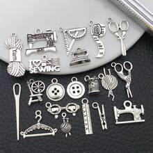20/100pcs Antique Sewing Tool Alloy Charms Scissors Sewing Machine Ruler Button Pendants For DIY Bracelet Earring Necklace Jewelry Making Supplies - Multicolor - View 5