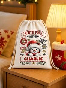 Christmas Exclusive Drawstring Backpack Single Pack! Large-Capacity Canvas Tote Bag, Drawstring And Rope Handle,Creating A Unique Item. Christmas Decoration,Festive Storage Bag With Closure, Suitable For Christmas Eve, Birthday, Secret Santa Gift - Multicolor - View 3