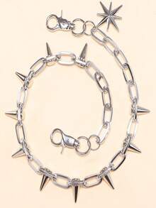 1pc Y2K Punk Spiked Pants Chain Eight-Pointed Star Pendant Metal Waist Chain Hip Hop Jeans Decoration Chain Unisex - Multicolor - View 5