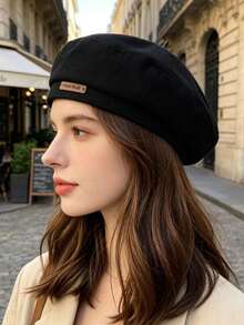 1pc Women's Beret Hat, Fashion Letter Decor Octagonal Cap, Vintage Street Style Painter Hat, Autumn/Winter - A - View 8
