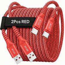 2 sợi cáp sạc siêu nhanh Krtlhe 65W USB sang Type-C bằng silicone mềm, cáp sạc công suất cao 3A tương thích với - Đỏ - Xem 11