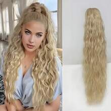 Ponytail Hair Extension, Claw Ponytail, Long Wavy Ponytail Hair Extension, Black Or Multi-Color 30 Inch Curly Clip-In Ponytail Wig, Suitable For Women, Fluffy Natural Synthetic Wig, Convenient For Daily Wear And Easy To Match, Synthetic Fiber - Multicolor - View 10