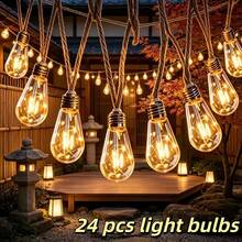 24/16/8 LED Solar Powered Outdoor Fairy String Lights, Hemp Rope Papaya String Lights, 8 Lighting Modes, Suitable For Garden, Yard, Patio, Trees, Camping, Christmas, Halloween, Wedding, Party, Holiday Decoration - Jute Rope String Lights - View 9