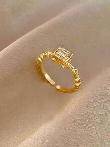 5pcs Fashion Cubic Zirconia Cross Chain Ring Set Suitable For Women Casual Party Wear (No Gift Box) - Yellow Gold - View 8